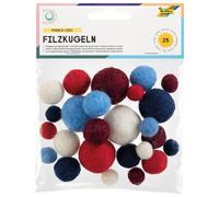 folia Fieltro French Chic 25 Bolas de 100% Lana Merino, Surtidas en 5 Colores Diferentes y 3 tamaños, Ideales para móviles, guirnaldas, etc, carbón, talla única