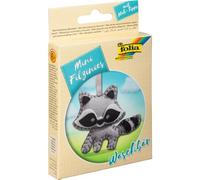 folia 52908 - Juego de Costura de Fieltro para niños Mini Filzinie, Colgante de Mapache, 12 Piezas - Juego de Costura de Fieltro para la fabricación de un Colgante Cosido en casa