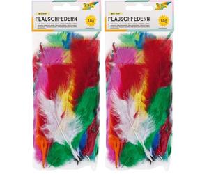 folia 53019, plumas artificiales, 10 g, surtidos intensos, ideal para manualidades, máscaras y disfraces, Color blanco (Paquete de 2)