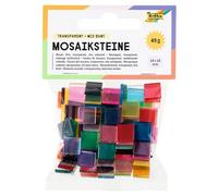 folia 57209 - Mosaicos de Resina, 10 x 10 mm, 190 Unidades Surtidas en 20 Colores, Lisas y Transparentes