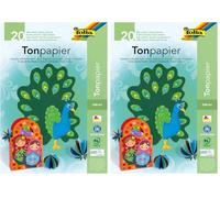 folia 600 - Bloc de papel de color, 130 g/m², DIN A4, 20 hojas, surtido en 10 colores, base ideal para diversos trabajos de manualidades como ventanas, álbumes de recortes, decoración de tarjetas.