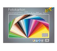 folia 6135/50 99 - Cartón fotográfico de 35 x 50 cm, 300 g/m², 50 Hojas Surtidas en 50 Colores, Base Ideal para Muchas Ideas de Manualidades