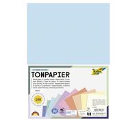 folia 6495 - Papel de colores pastel DIN A4, 130 g/m², 100 hojas, varios colores, para manualidades y diseño creativo de tarjetas, cuadros de ventana y álbumes de recortes
