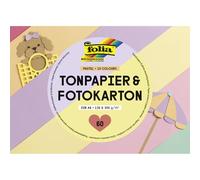 folia 6604 - Cartulina y cartón fotográfico PASTEL, DIN A6, bloque con cartulina de 130 g/m² y cartón fotográfico de 300 g/m², 60 hojas en 10 colores, para manualidades, adornar y decorar