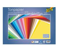 folia 67/25 99 - Papel de Color Mezclado, Aprox. 50 x 70 cm, 130 g/m², 25 Hojas en 25 Colores, para Manualidades y diseños creativos de Tarjetas, Ventanas y para Scrapbooking