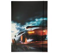 folia 69005-Carpeta A3 Basic Race Car, de cartón Resistente con Banda elástica, Multicolor (MAX Bringmann 69005)