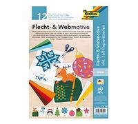 folia 70253 Xmas - Juego de diseños trenzados y tejidos, DIN A4, 8 diseños invernales, incluye 160 tiras de papel en 8 colores, empleo creativo para niños