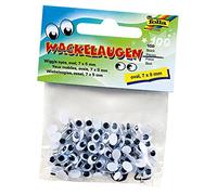 Folia 750705 - Ojos móviles, Ovalado, 7 x 5 mm, 100 Unidades, Color Blanco