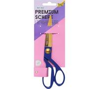 folia 7741 - Tijeras premium, tijeras para el hogar en dorado con mango azul, aprox. 20,1 cm de largo, tijeras de cocina para papel, cartón, tela, plantas, lana, hilo, etc.