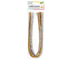 folia 77860/65 - Alambre de Chenilla, 10 Unidades en Oro y Plata, diámetro 8 mm y 50 cm de Largo, Ideal para niños para Manualidades y diseño de Animales, Figuras y Otras Formas