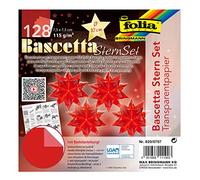 folia 820/0707 Bascetta Star - Juego de manualidades (7,5 x 7,5 cm, 128 hojas, tamaño de la estrella de papel 10 cm, con instrucciones detalladas (idioma español no garantizado), ideal para decoración