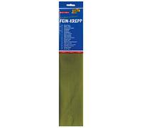 folia 822142-10 - Papel crepé, 10 capas de color verde oliva, cada capa aprox. 50 x 250 cm, 32 g/m², papel muy elástico y fino, con una superficie irregular y rugosa.