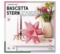 folia 826/2020 - Juego de manualidades Bascetta estrella, rosa transparente, 20 x 20 cm, 32 hojas, tamaño de la estrella de papel terminado aprox. 30 cm, con instrucciones detalladas (idioma español