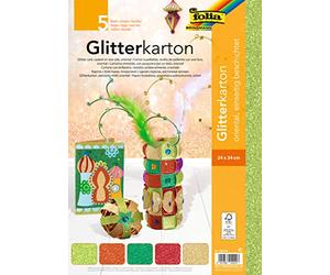 folia 85349 - Cartulina con Purpurina (24 x 34 cm, 5 Hojas, 300 g/m²), diseño Oriental