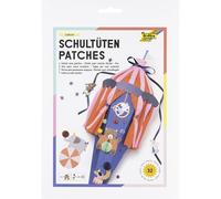 folia 92213 - Parches para bolsas escolares CIRCUS, set decorativo de 32 piezas con pegatinas de bolitas en forma de panal y parches decorativos, incluye instrucciones y almohadillas adhesivas