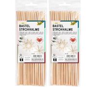 folia 961 - Pajitas de pajita para manualidades, color natural, longitud aprox. 22 cm, 50 unidades, para crear estrellas de paja y figuras (Paquete de 2)