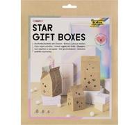 folia 972 - Cajas de Regalo Estrella Kraft, 6 Cajas de Regalo con Recortes en Forma de Estrella en 3 tamaños, Incl. 5 m de Hilo metálico en Oro Rosa e Instrucciones