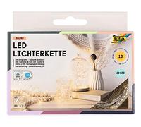 folia 987-10X Cadena de Luces Micro-Led con 20 Leds Cada Una En Blanco Cálido, Aprox. 2,20 M de Longitud Iluminación Led de Hilo de Plata, Incl. 20 Pilas