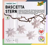 Folia Bascetta Star-Juego de Papel de calco, 7,5 x 7,5 cm, 115 g/m², 128 Hojas, diámetro de la Estrella Aprox. 10 cm, Incluye Instrucciones para Manualidades, Color Blanco