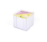 Folia Caja de notas transparente de 9 x 9 cm, resistente con aprox. 700 hojas blancas