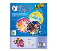 folia- Farolillos Redondos, faroles de cartón fotográfico, 10 Unidades de Colores Surtidos, para Pegar, diámetro 19 cm, Corte de la Ventana Aprox. 13,5 cm, Multicolor (Max Bringmann 6809/10)