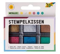 Folia Juego de 6 almohadillas tinta metálicas, en, ideal para decorar tarjetas y otras manualidades.