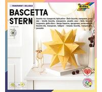Folia Juego de Papel Transparente Bascetta Star 20 x 20 cm, 115 g/m², 32 Hojas, diámetro de la Estrella Aprox. 30 cm, Incluye Instrucciones para Manualidades, Color Amarillo Claro