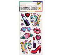 Folia Lentejuelas - Pegatinas II con motivos de unicornio, metálicas brillantes, 13 unidades, ideal para decorar tarjetas felicitación, manualidades y scrapbooking