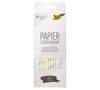 Folia - Pajita de papel pastel con rayas y longitud: 200 mm, color negro