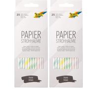 Folia - Pajita de papel pastel con rayas y longitud: 200 mm, color negro (Paquete de 2)