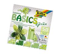 Folia papiroflexia/Origami Papel de 80 G/m², 50 unidades, varios diseños, color BASICS 15x15cm grün