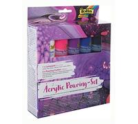 folia Set I Intensive, con 5 colores, 1 lienzo, aprox. 15 x 15 cm, pinturas acrílicas con medio de vertido mixto, 60 ml (paquete de 6)