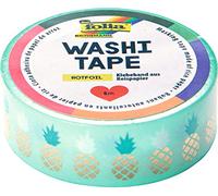 folia- Washi Tape Hotfoil Gold Piña Aprox. 5 m x 15 mm, Color Dorada (26110)