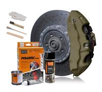 Foliatec Juego de pintura para pinzas de freno, resistente al calor, juego completo para 4 pinzas de freno, Combat Green Matt, juego de 7 piezas