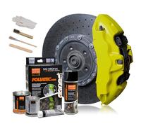 Foliatec Juego de pintura para pinzas de freno, resistente al calor, juego completo para 4 pinzas de freno, Neon Yellow, juego de 10 piezas