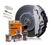 Foliatec Juego de pintura para pinzas de freno, resistente al calor, juego completo para 4 pinzas de freno, Stratos Silver Metallic, juego de 7 piezas