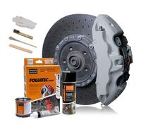 Foliatec Juego de pintura para pinzas de freno, resistente al calor, juego completo para 4 pinzas de freno, Circuit Grey, juego de 7 piezas