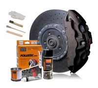 Foliatec Juego de pintura para pinzas de freno, resistente al calor, juego completo para 4 pinzas de freno, Carbon Metallic, juego de 7 piezas