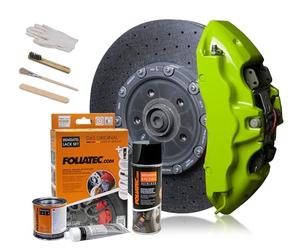 Foliatec Juego de pintura para pinzas de freno, resistente al calor, juego completo para 4 pinzas de freno, Toxic Green, juego de 7 piezas