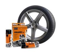 Foliatec Película adhesiva en aerosol para llantas de coche, kit de pintura en aerosol para 4 llantas, removible, buena cobertura, Gunmetal Grey Metallic Matt, 2 x 400 ml