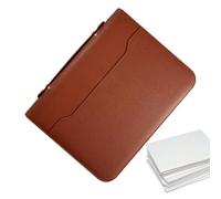 Folio Document Organizer, A4 Receipt Holder File Binder with Zipper, PU Leather Multifunctional Legal Pad Holders, Business Organizer, Office Work Binder for Meetings and Travel, 34.5x26.5x5cm