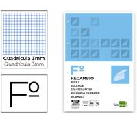 Recambio Liderpapel A4 100 Hojas 60G/M2 Cuadro 3 Mm Con Margen 4 Taladros