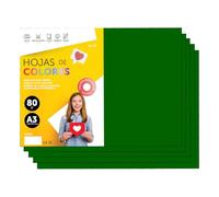 Folios De Colores A3 80g Para Impresoras y Manualidades, Papel Surtido Para Niños, Paquete Folios Colores Para Tarjetas, Escuela y Proyectos Creativos · m-office (250h, Verde Oscuro)