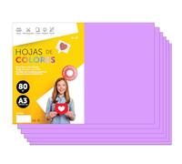 Folios De Colores A3 80g Para Impresoras y Manualidades, Papel Surtido Para Niños, Paquete Folios Colores Para Tarjetas, Escuela y Proyectos Creativos · m-office (250h, Lila)