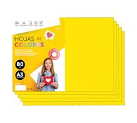 Folios De Colores A3 80g Para Impresoras y Manualidades, Papel Surtido Para Niños, Paquete Folios Colores Para Tarjetas, Escuela y Proyectos Creativos · m-office (500h, Amarillo Fuerte)
