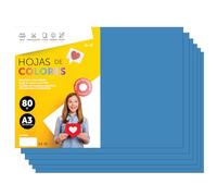 Folios De Colores A3 80g Para Impresoras y Manualidades, Papel Surtido Para Niños, Paquete Folios Colores Para Tarjetas, Escuela y Proyectos Creativos · m-office (250h, Azul)