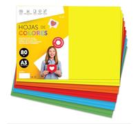 Folios De Colores A3 80g Para Impresoras y Manualidades, Papel Surtido Para Niños, Paquete Folios Colores Para Tarjetas, Escuela y Proyectos Creativos · m-office (250h, Surtido Fuerte)