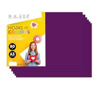 Folios De Colores A3 80g Para Impresoras y Manualidades, Papel Surtido Para Niños, Paquete Folios Colores Para Tarjetas, Escuela y Proyectos Creativos m-office (100h, Morado)