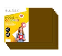 Folios De Colores A3 80g Para Impresoras y Manualidades, Papel Surtido Para Niños, Paquete Folios Colores Para Tarjetas, Escuela y Proyectos Creativos m-office (500h, Marrón)