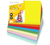 Folios De Colores A3 80g Para Impresoras y Manualidades, Papel Surtido Para Niños, Paquete Folios Colores Para Tarjetas, Escuela y Proyectos Creativos · m-office (250h, Surtido Fuerte+Pastel)